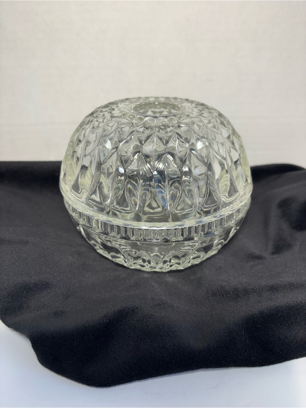 Fairy Lamp Mount Vernon Indiana Glass Co Clear Round Candle Holder Vintage